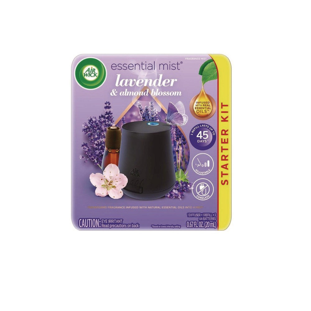 Air Wick 0.67 oz. Essential Mist Starter Kit - Lavender and Almond Blossom (4/Carton)