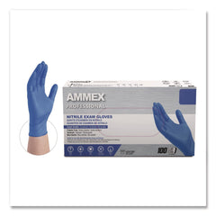 Ammex 9.5 in. Long 3 mil Thick Powder-Free Nitrile Exam Gloves - Large, Blue (1000/Carton)