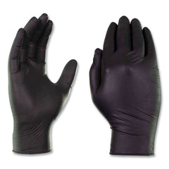 Ammex 9.5 in. Long 3 mil Powder-Free Industrial Nitrile Gloves - Small/Black (1000/Carton)