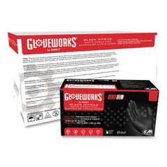 Ammex 6 mil Heavy-Duty Industrial Powder-Free Nitrile Gloves - Large, Black (1000/Carton)