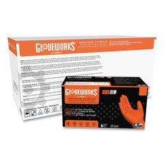 Ammex 8 mil Heavy-Duty Industrial Powder-Free Nitrile Gloves - Medium, Orange (1000/Carton)