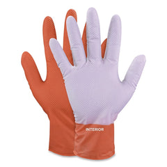 Ammex GWUOFN44050 9.06 in. 6 mil Ultra Industrial Flock-Lined Nitrile Disposable Gloves - Orange/Medium (500/Carton)