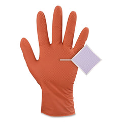 Ammex GWUOFN44050 9.06 in. 6 mil Ultra Industrial Flock-Lined Nitrile Disposable Gloves - Orange/Medium (500/Carton)