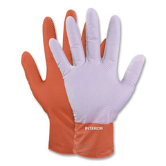 Ammex GWUOFN46050 9.06 in. 6 mil Ultra Industrial Flock-Lined Nitrile Disposable Gloves - Large/Orange (500/Carton)