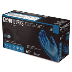 Ammex 3 mil Industrial Powder-Free Vinyl Gloves - Large, Blue (1000/Carton)
