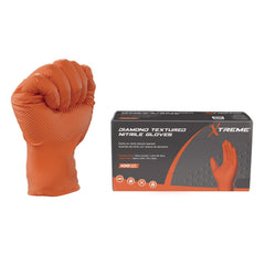 Ammex 6 mil DT Nitrile Powder-Free Disposable Gloves - X-Large, Orange (1000/Carton)
