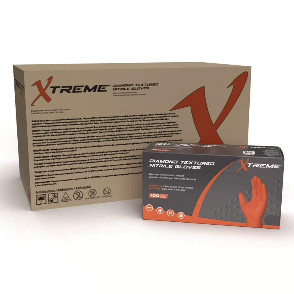 Ammex 6 mil DT Nitrile Powder-Free Disposable Gloves - 2X-Large, Orange (1000/Carton)