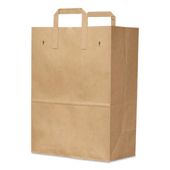 Ross & Wallace Paper Products 12 in. x 7 in. x 17 in. 30 lbs. Capacity 1/6 BBL Attached Handle Grocery Paper Bags - Kraft (300/Bundle)