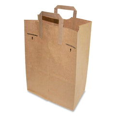 Ross & Wallace Paper Products 12 in. x 7 in. x 17 in. 30 lbs. Capacity 1/6 BBL Attached Handle Grocery Paper Bags - Kraft (300/Bundle)