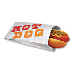 Bagcraft 300455 "Hot Dog" Label 3.5 in. x 8.5 in. Foil Single-Serve Bags - Silver (1000/Carton)