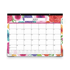 Blue Sky 22 in. x 17 in. 12-Month (Jul 2025-Jun 2026) Mahalo Academic Desk Pad - Black Binding/Clear Corners