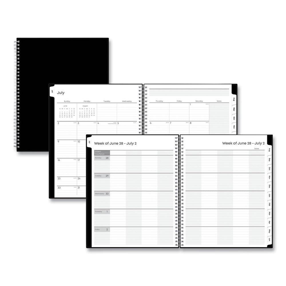 Blue Sky 11 in. x 8.5 in. (July 2025 to June 2026) Teacher's Solid Black Weekly/Monthly Lesson Planner - Black Cover