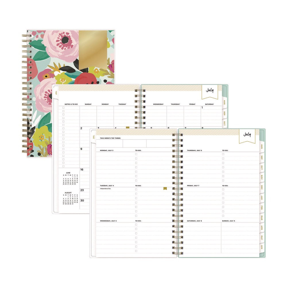 Blue Sky 8 in. x 5 in. 12-Month (Jul 2025-Jun 2026) Day Designer Secret Garden Mint Weekly/Monthly Notes Planner