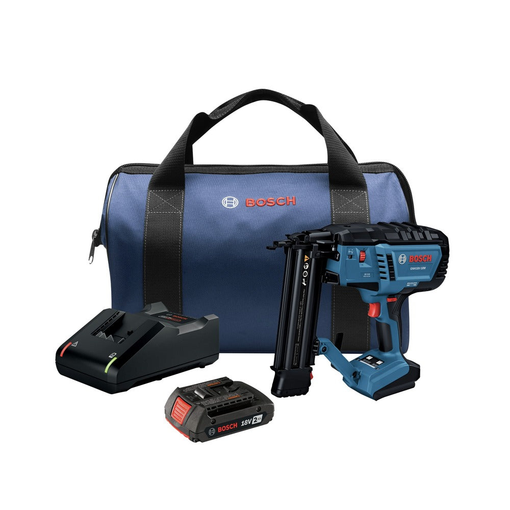 Factory Reconditioned Bosch 18V Lithium-Ion Brushless Cordless 18-Gauge Brad Nailer Kit (2 Ah)