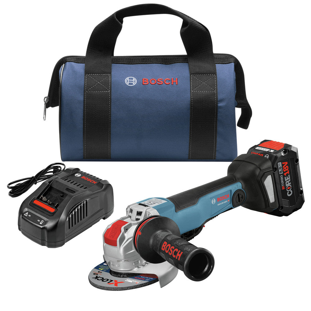 Factory Reconditioned Bosch 18V X-LOCK Brushless Lithium-Ion 4-1/2 - 5 in. Cordless Angle Grinder Kit (8 Ah)