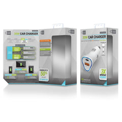ByTech 30 Watts Two 3 A Ports PD Car Charger - White