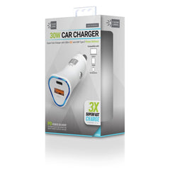 ByTech 30 Watts Two 3 A Ports PD Car Charger - White