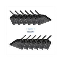 Boardwalk 12 in. x 14 in. 20-Gauge Steel Dust Pan with 5 in. Handle - Black (12/Carton)