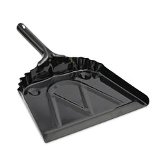 Boardwalk 12 in. x 14 in. 20-Gauge Steel Dust Pan with 5 in. Handle - Black (12/Carton)