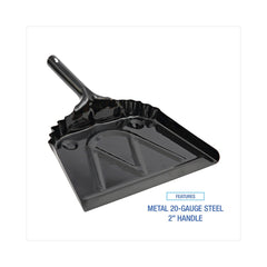 Boardwalk 12 in. Wide Metal Dust Pan with 2 in. Handle - Black