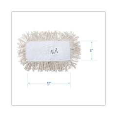 Boardwalk 12 in. x 5 in. Cotton Dust Mop Head - White