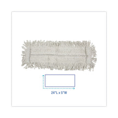 Boardwalk 24 in. x 5 in. Disposable Cotton/Synthetic Cut End Dust Mop Head - White