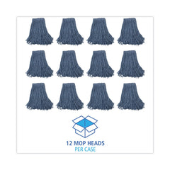 Boardwalk #20 Cut-End Cotton/Synthetic Fiber Standard Mop Head - Blue (12/Carton)