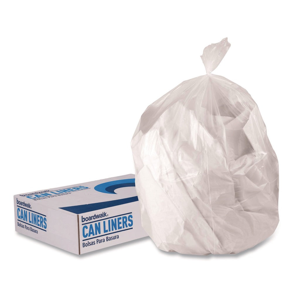 Boardwalk 16 Gallon 0.5 mil 24 in. x 32 in. Perforated Roll Low-Density Waste Can Liners - Clear (500/Carton)