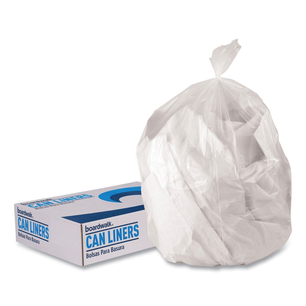 Boardwalk 23 Gallon 0.9 mil 28 in. x 45 in. Perforated Roll Linear Low Density Can Liners - Clear (25 Bags/Roll, 8 Rolls/Carton)