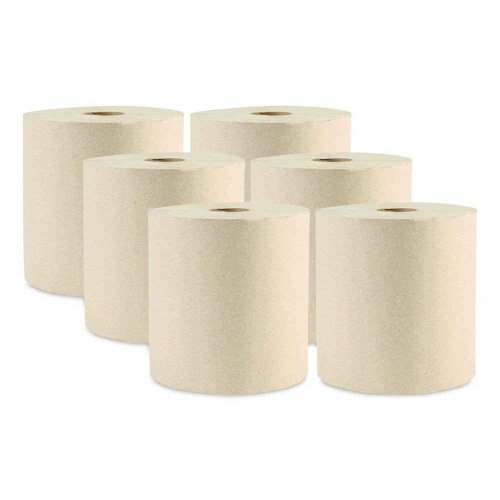 Boardwalk WPBWK32GREEN 1-Ply 8 in. x 800 ft. Green Xtra Roll Towels - Natural (6 Rolls/Carton)