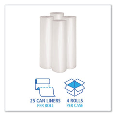 Boardwalk 38 in. x 58 in. 1.1 mil 60 gal. Recycled Low-Density Polyethylene Can Liners - Clear (100/Carton)