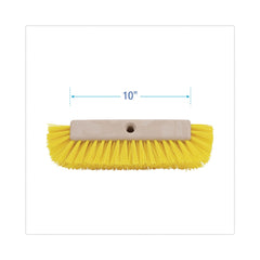 Boardwalk BWK3410 10 in. Brush Yellow Polypropylene Bristles Plastic Handle Dual-Surface Scrub Brush