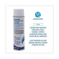 Boardwalk 18 oz. Aerosol Spray Water-in-Oil Based Stainless Steel Cleaner and Polish - Lemon Scent