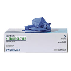 Boardwalk 380 Series 4 mil Thick 9.5 in. Long Powder-Free Disposable General-Purpose Nitrile Gloves - Small, Blue (1000/Carton)