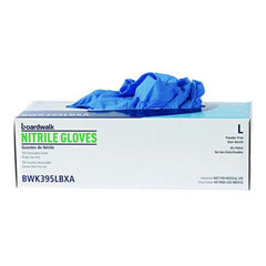 Boardwalk 395LBXA 5 mil Disposable General-Purpose Powder-Free Nitrile Gloves - Large, Blue (100/Box)