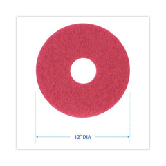 Boardwalk 12 in. Diameter Buffing Floor Pads - Red (5/Carton)