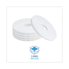 Boardwalk BWK4012WHI 12 in. Diameter Polishing Floor Pads - White (5/Carton)