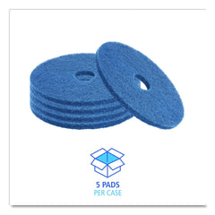 Boardwalk 13 in. Diameter Scrubbing Floor Pads - Blue (5/Carton)
