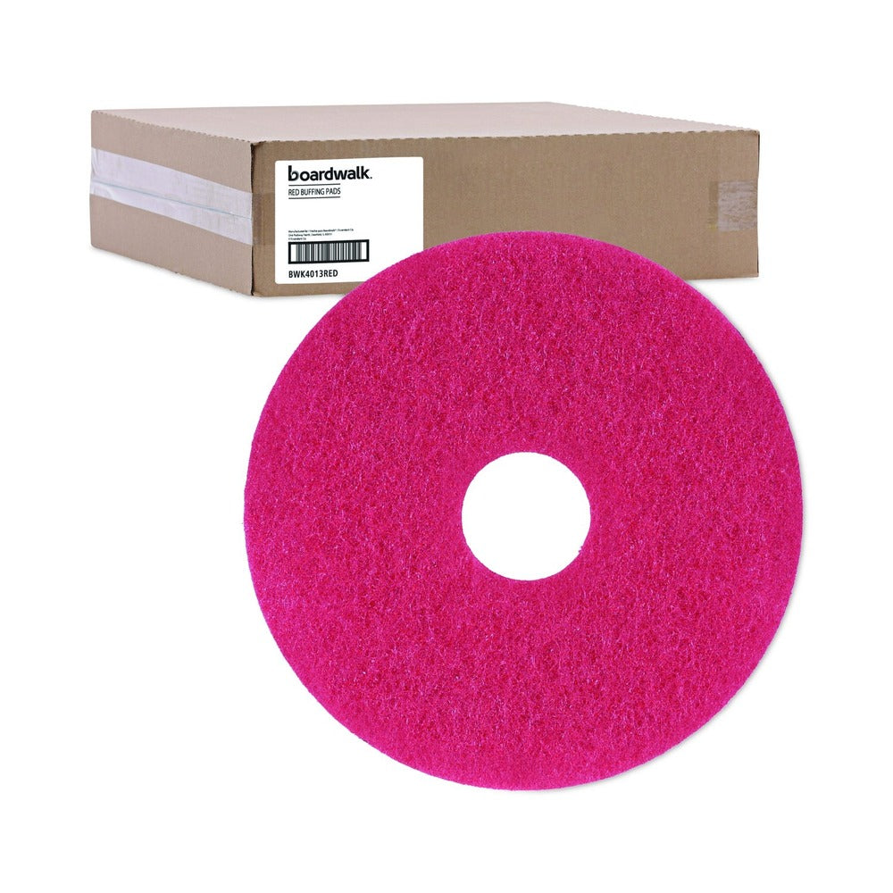 Boardwalk BWK4013RED 13 in. Diameter Buffing Floor Pads - Red (5/Carton)
