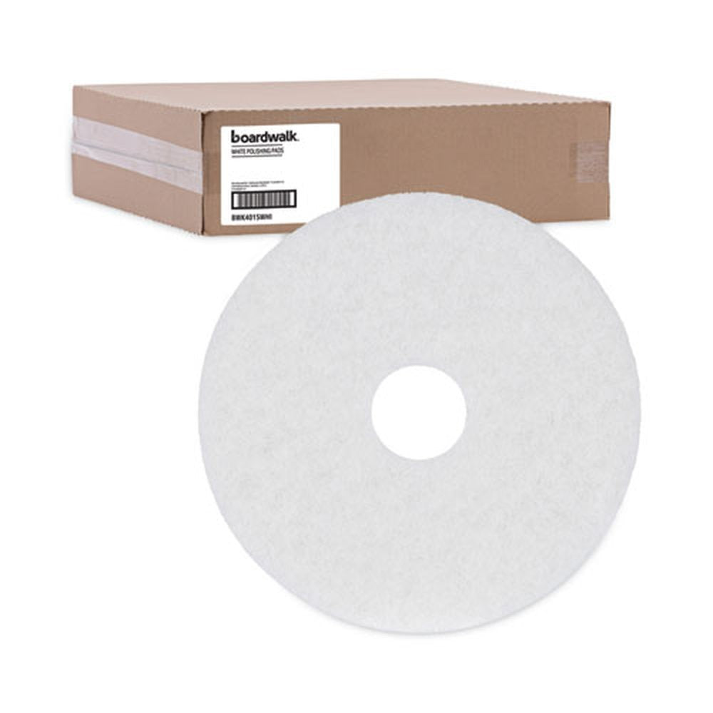 Boardwalk 15 in. Diameter Polishing Floor Pads - White (5/Carton)