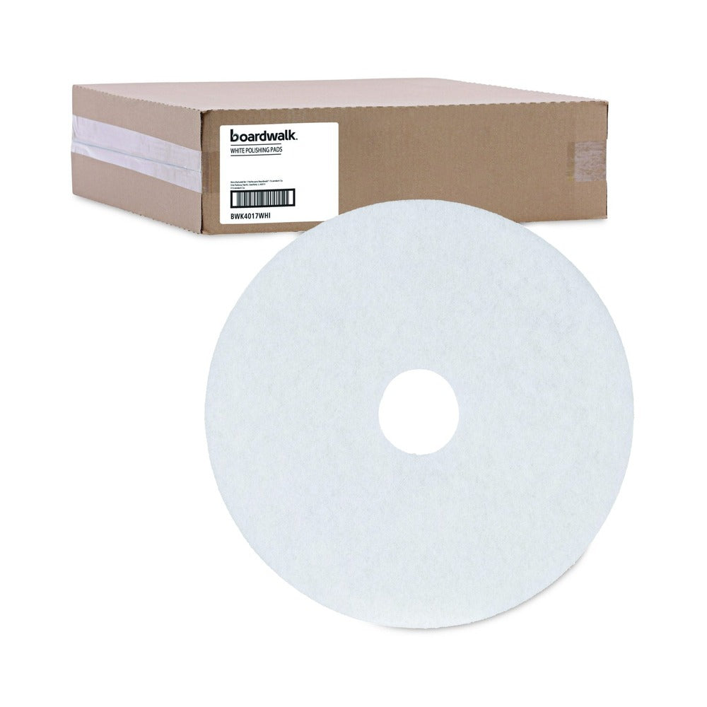 Boardwalk BWK4017WHI 17 in. Diameter Polishing Floor Pads - White (5/Carton)