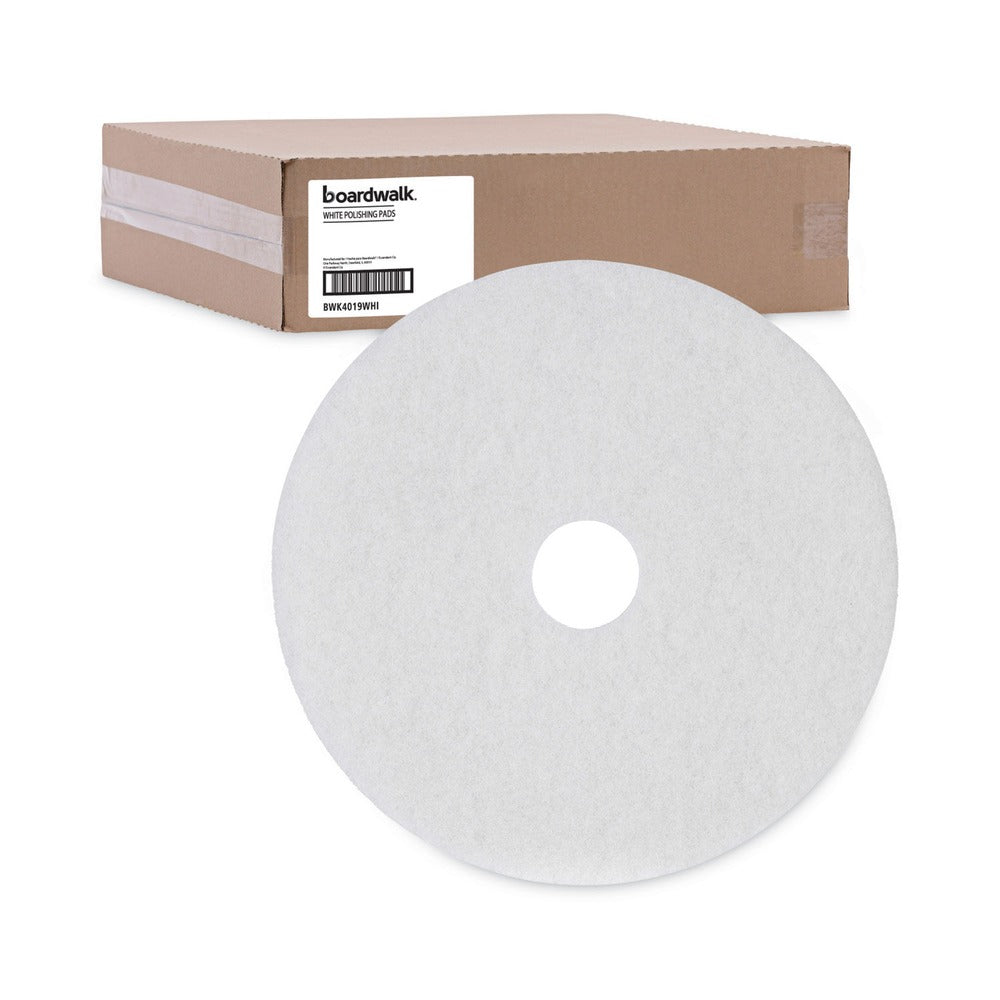 Boardwalk BWK4019WHI 19 in. Diameter Polishing Floor Pads - White (5/Carton)
