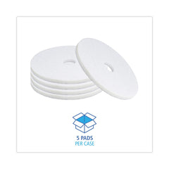 Boardwalk BWK4019WHI 19 in. Diameter Polishing Floor Pads - White (5/Carton)
