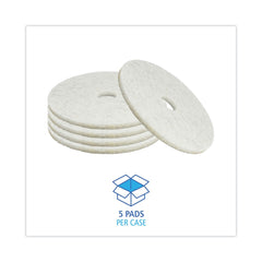 Boardwalk 20 in. Diameter Natural Burnishing Floor Pads - White (5/Carton)