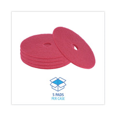 Boardwalk BWK4021RED 21 in. Diameter Buffing Floor Pads - Red (5/Carton)