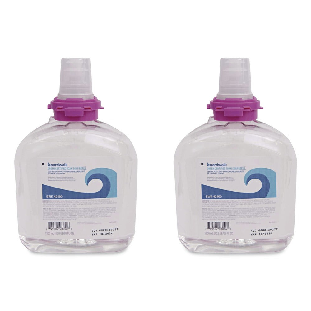 Boardwalk 1200 mL Green Certified Foam Soap Refill - Unscented (2/Carton)