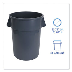 Boardwalk 44-Gallon Round Plastic Waste Receptacle - Gray