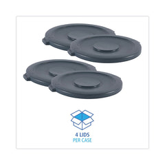 Boardwalk Flat-Top Round Lids for 44 Gallon Waste Receptacles - Gray