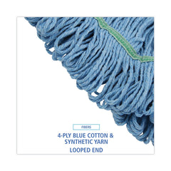 Boardwalk Super Loop Wet Cotton/Synthetic Mop Head - Medium, Blue