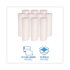Boardwalk H7658MWKR01 55 Gallon 0.63 mil 38 in. x 58 in. Repro Low-Density Can Liners - White (10 Rolls/Carton,10 Bags/Roll)